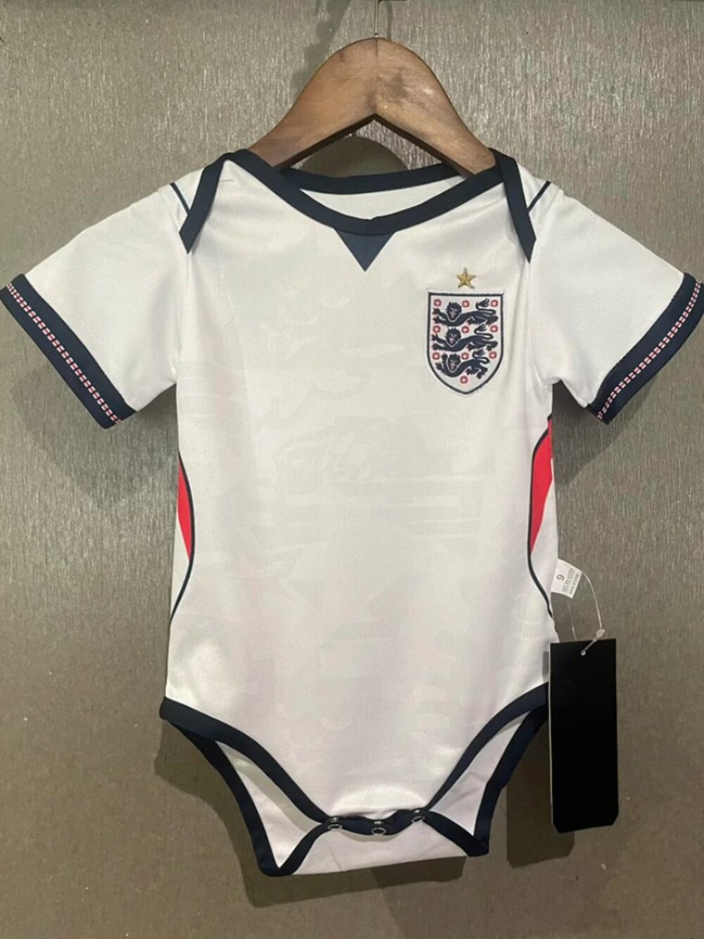 Little Fan White Soccer Jersey - Three Lions Graphic Baby Bodysuit